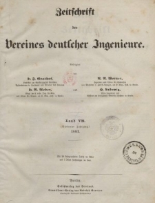 Zeitschrift des Vereins deutscher Ingenieure, Bd. VII, 1863 (Inhalt)
