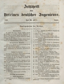 Zeitschrift des Vereins deutscher Ingenieure, Bd. VII, Januar 1862, H. 1.