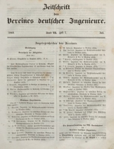 Zeitschrift des Vereins deutscher Ingenieure, Bd. VII, Juli 1862, H. 7.