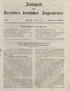 Zeitschrift des Vereins deutscher Ingenieure, Bd. VII, November-Dezember 1862, H. 11-12.