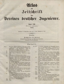 Zeitschrift des Vereins deutscher Ingenieure, Bd. VII, 1863 (Atlas zur Zeitschrift des Vereins deutscher Ingenieure)
