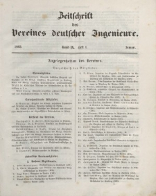 Zeitschrift des Vereins deutscher Ingenieure, Bd. IX, Januar 1865, H. 1.