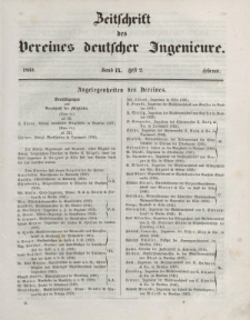 Zeitschrift des Vereins deutscher Ingenieure, Bd. IX, Februar 1865, H. 2.