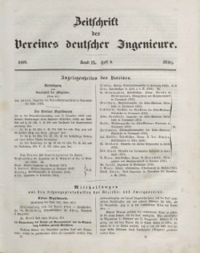 Zeitschrift des Vereins deutscher Ingenieure, Bd. IX, März 1865, H. 3.