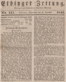 Elbinger Zeitung, No. 151 Donnerstag, 21. Dezember 1843