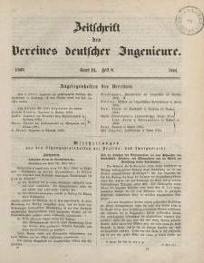 Zeitschrift des Vereins deutscher Ingenieure, Bd. IX, Juni 1865, H. 6.