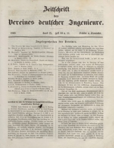 Zeitschrift des Vereins deutscher Ingenieure, Bd. IX, Oktober-November 1865, H. 10-11.
