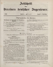 Zeitschrift des Vereins deutscher Ingenieure, Bd. X, August-September 1866, H. 8-9.