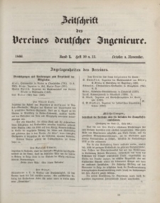 Zeitschrift des Vereins deutscher Ingenieure, Bd. X, Oktober-November 1866, H. 10-11.