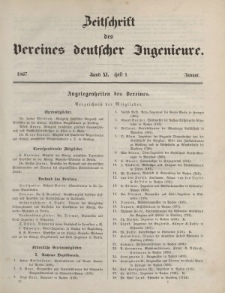 Zeitschrift des Vereins deutscher Ingenieure, Bd. XI, Januar 1867, H. 1.