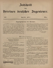 Zeitschrift des Vereins deutscher Ingenieure, Bd. XI, März 1867, H. 3.