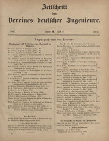 Zeitschrift des Vereins deutscher Ingenieure, Bd. XI, April 1867, H. 4.