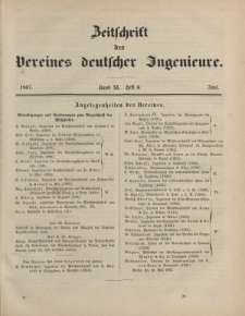 Zeitschrift des Vereins deutscher Ingenieure, Bd. XI, Juni 1867, H. 6.