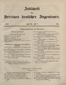 Zeitschrift des Vereins deutscher Ingenieure, Bd. XI, Juli 1867, H. 7.