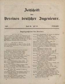 Zeitschrift des Vereins deutscher Ingenieure, Bd. XI, Oktober 1867, H. 10.