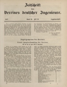 Zeitschrift des Vereins deutscher Ingenieure, Bd. XI, 1867, H. 13. Supplementheft