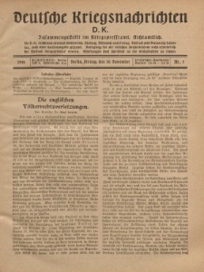 Deutsche Kriegsnachrichten (D.K.), Freitag, 10. November 1916, Nr 5.