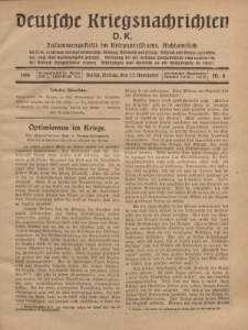 Deutsche Kriegsnachrichten (D.K.), Freitag, 17. November 1916, Nr 8.