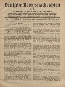 Deutsche Kriegsnachrichten (D.K.), Montag, 27. November 1916, Nr 11.