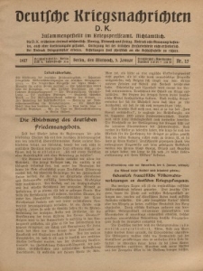 Deutsche Kriegsnachrichten (D.K.), Mittwoch, 3. Januar 1917, Nr 25.