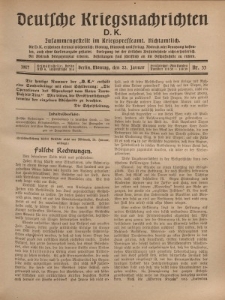 Deutsche Kriegsnachrichten (D.K.), Montag, 22. Januar 1917, Nr 33.