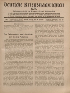 Deutsche Kriegsnachrichten (D.K.), Freitag, 26. Januar 1917, Nr 35.