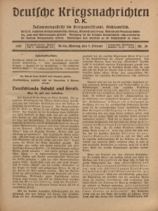 Deutsche Kriegsnachrichten (D.K.), Montag, 5. Februar 1917, Nr 39.