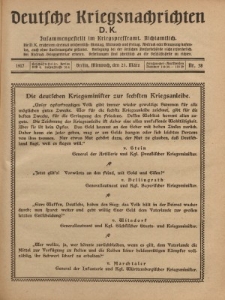 Deutsche Kriegsnachrichten (D.K.), Mittwoch, 21. März 1917, Nr 58.