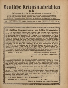 Deutsche Kriegsnachrichten (D.K.), Mittwoch, 28. März 1917, Nr 61.