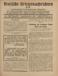 Deutsche Kriegsnachrichten (D.K.), Montag, 2. April 1917, Nr 63.