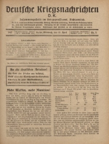 Deutsche Kriegsnachrichten (D.K.), Mittwoch, 25. April 1917, Nr 71.