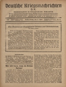 Deutsche Kriegsnachrichten (D.K.), Freitag, 27. April 1917, Nr 72.