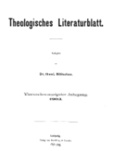 Theologisches Literaturblatt, 1903 (Inhaltsverzeichniß)