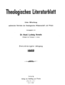 Theologisches Literaturblatt, 1922 (Inhaltsverzeichniß)
