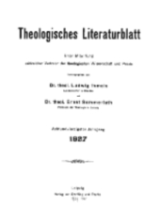 Theologisches Literaturblatt, 1927 (Inhaltsverzeichniß)