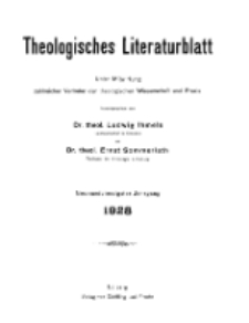 Theologisches Literaturblatt, 1928 (Inhaltsverzeichniß)