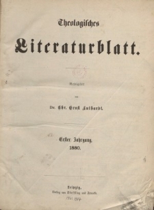 Theologisches Literaturblatt,1880 (Inhaltsverzeichniß)