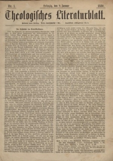 Theologisches Literaturblatt, 9. Januar 1880, Nr 1.
