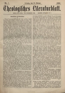 Theologisches Literaturblatt, 20. Februar 1880, Nr 7.