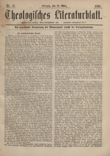 Theologisches Literaturblatt, 26. März 1880, Nr 12.