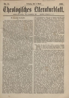 Theologisches Literaturblatt, 9. April 1880, Nr 14.