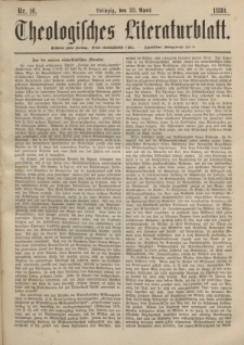 Theologisches Literaturblatt, 23. April 1880, Nr 16.