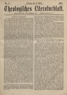 Theologisches Literaturblatt, 30. April 1880, Nr 17.