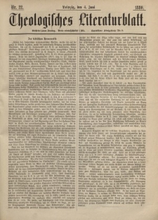 Theologisches Literaturblatt, 4. Juni 1880, Nr 22.