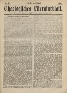 Theologisches Literaturblatt, 6. August 1880, Nr 31.