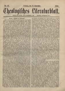 Theologisches Literaturblatt, 10. September 1880, Nr 36.
