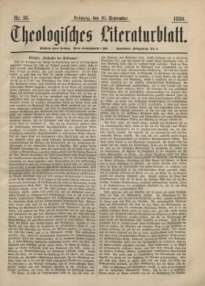 Theologisches Literaturblatt, 10. September 1880, Nr 36.