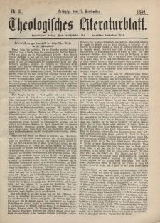 Theologisches Literaturblatt, 17. September 1880, Nr 37.