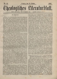 Theologisches Literaturblatt, 29. Oktober 1880, Nr 43.