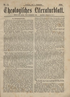 Theologisches Literaturblatt, 5. November 1880, Nr 44.